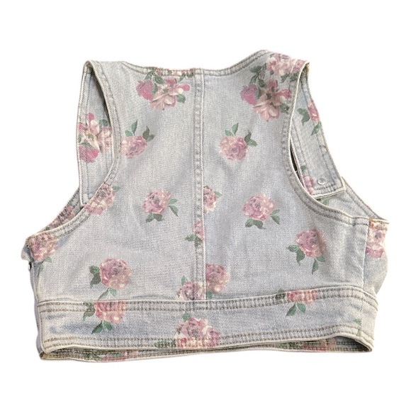 Wild Fable Denim Floral Crop Top XXS – Light Wash - Picture 4 of 9